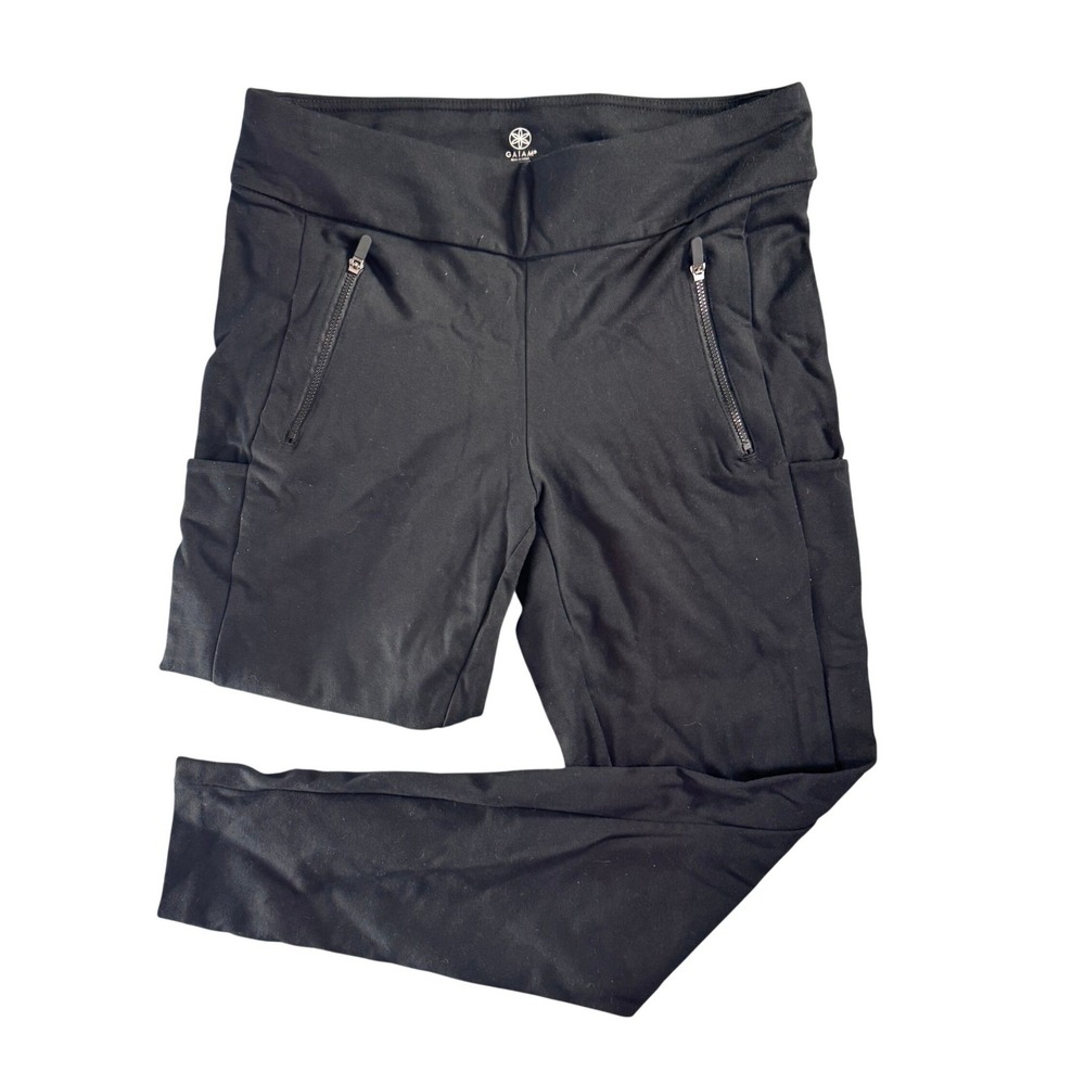 Gaiam‎ Black Athletic Leggings Women Small Zipper Pockets Yoga Workout Pants